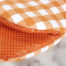KitchenAid Gingham mini oven mitts with hanging loop for storage.