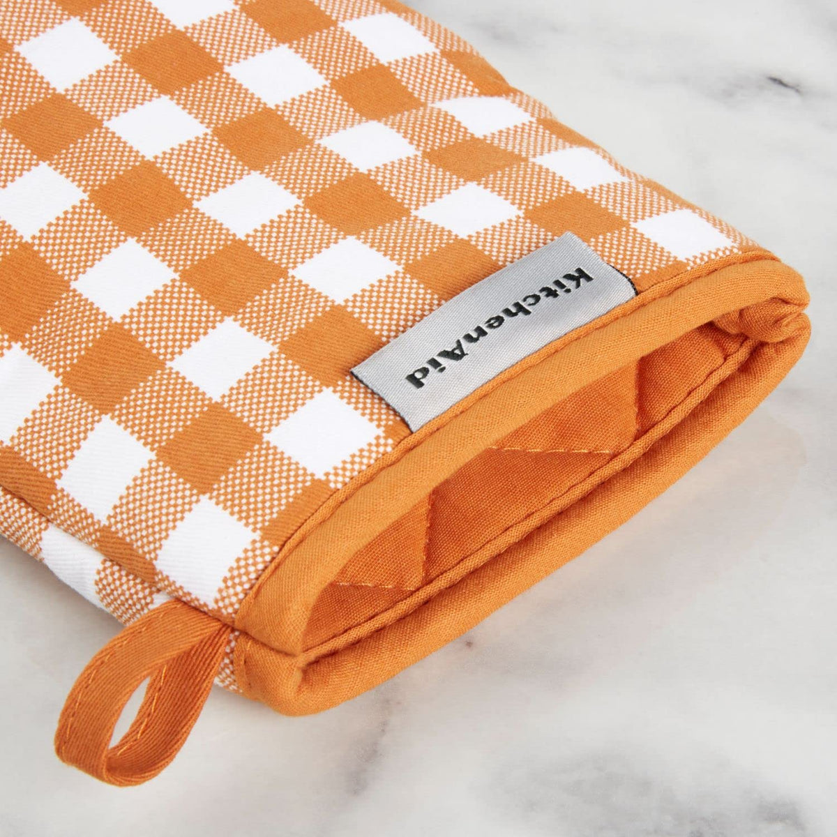 KitchenAid Gingham mini oven mitts side-by-side show pattern.
