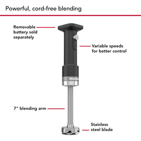 KitchenAid Go cordless hand blender with 4-point blade for even texture