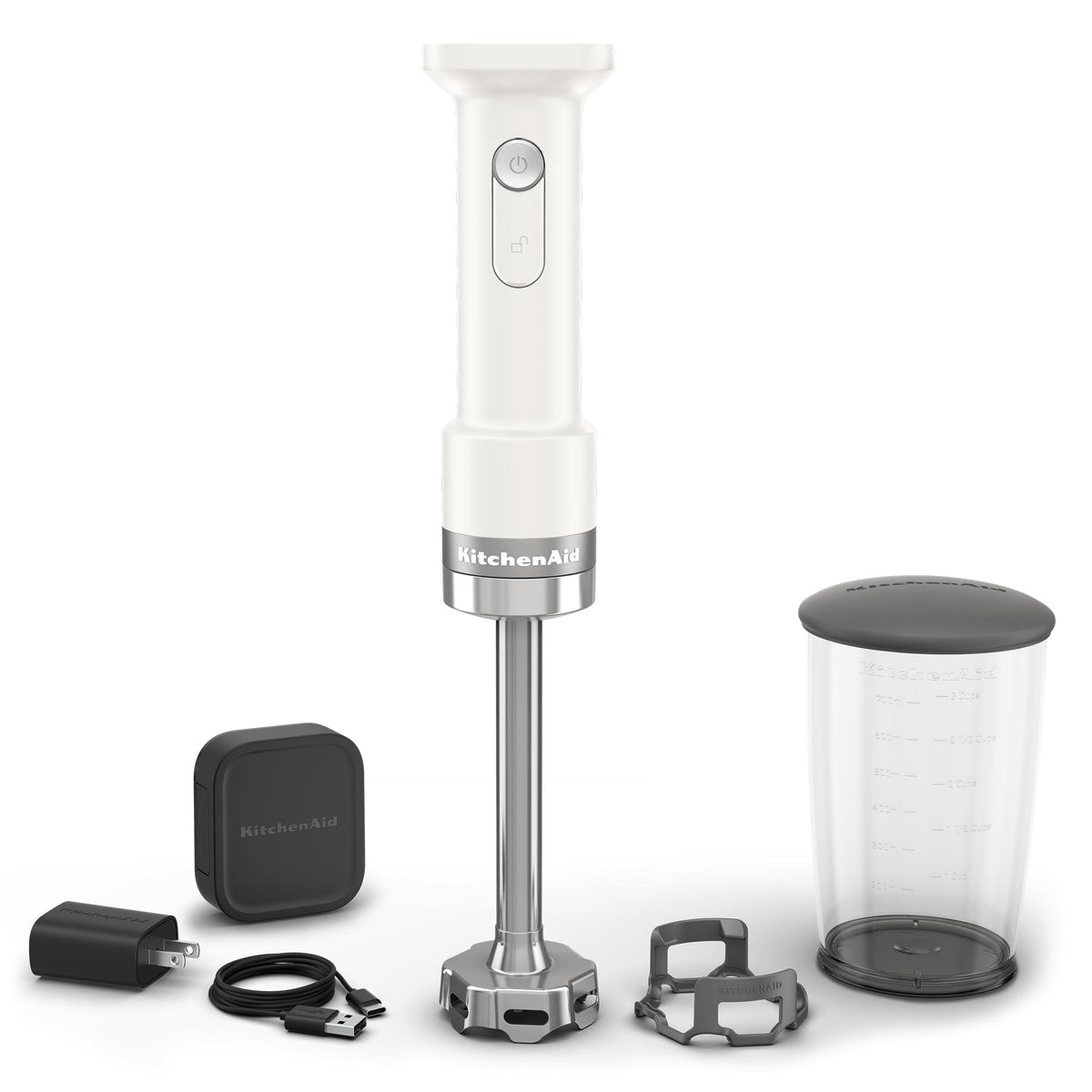 KitchenAid Go cordless hand blender with 7-inch blending arm for smooth blends anywhere