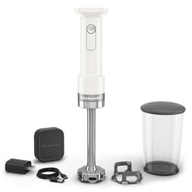 KitchenAid Go cordless hand blender with 7-inch blending arm for smooth blends anywhere