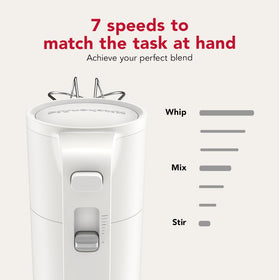 Stand-alone design keeps beaters out of the bowl for convenience.