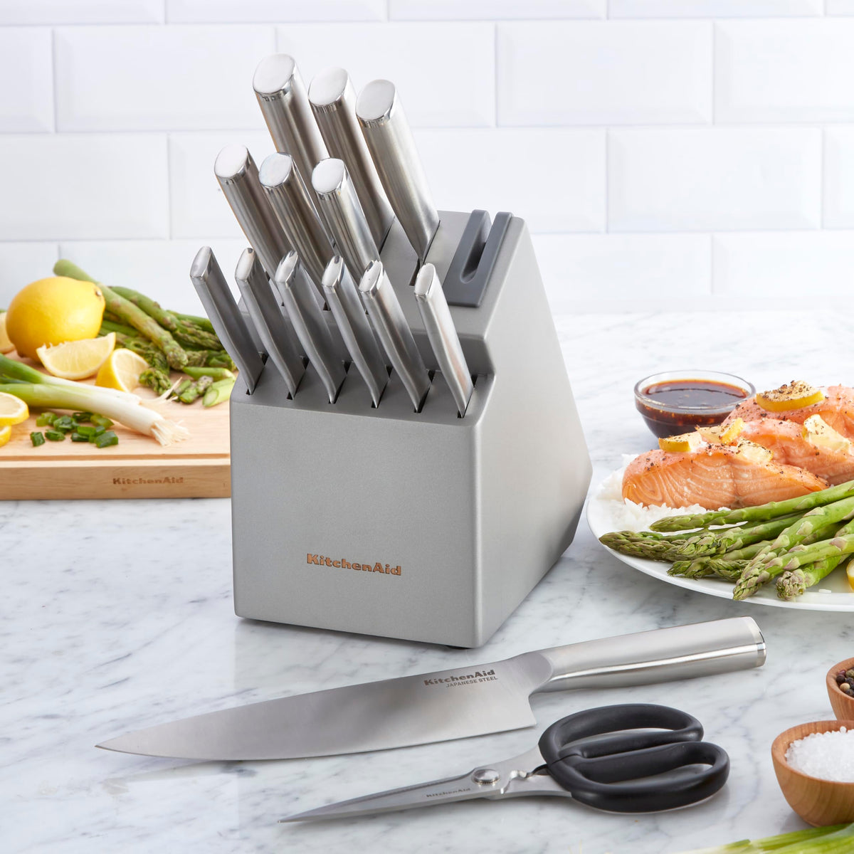 KitchenAid Gourmet 8-inch chef knife delivers precise slicing for daily meal prep.