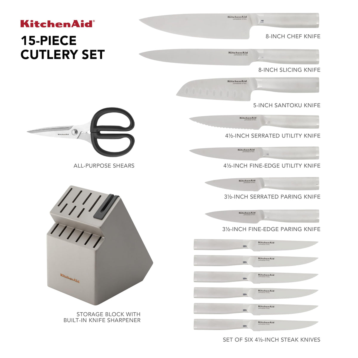 KitchenAid Gourmet 8-inch slicing knife for clean, even cuts of meats and vegetables.