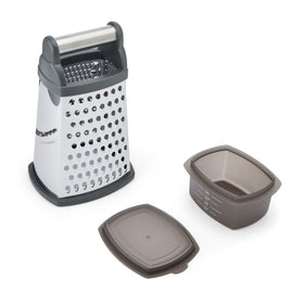 KitchenAid Gourmet Box Grater charcoal gray detachable container for mess-free prep