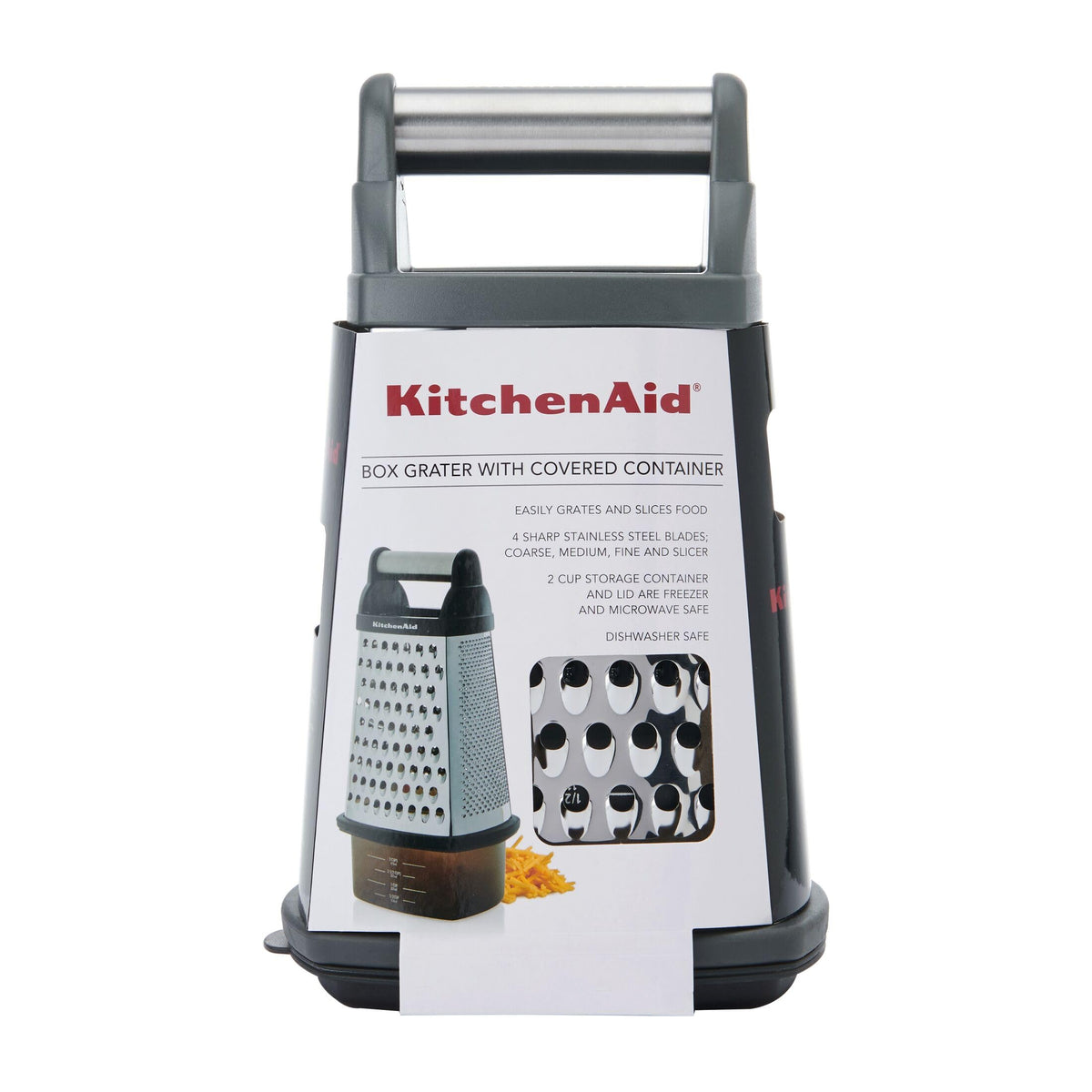 KitchenAid Gourmet Box Grater charcoal gray lid and storage for leftovers