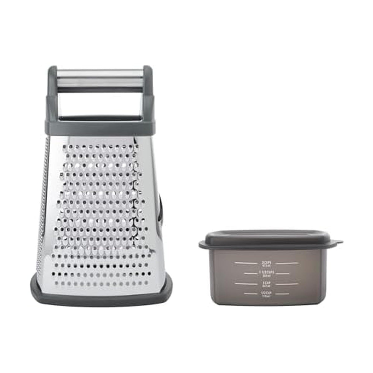 KitchenAid Gourmet Box Grater charcoal gray top view shows sturdy grating surface