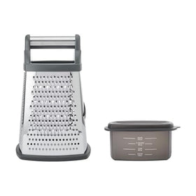 KitchenAid Gourmet Box Grater charcoal gray top view shows sturdy grating surface