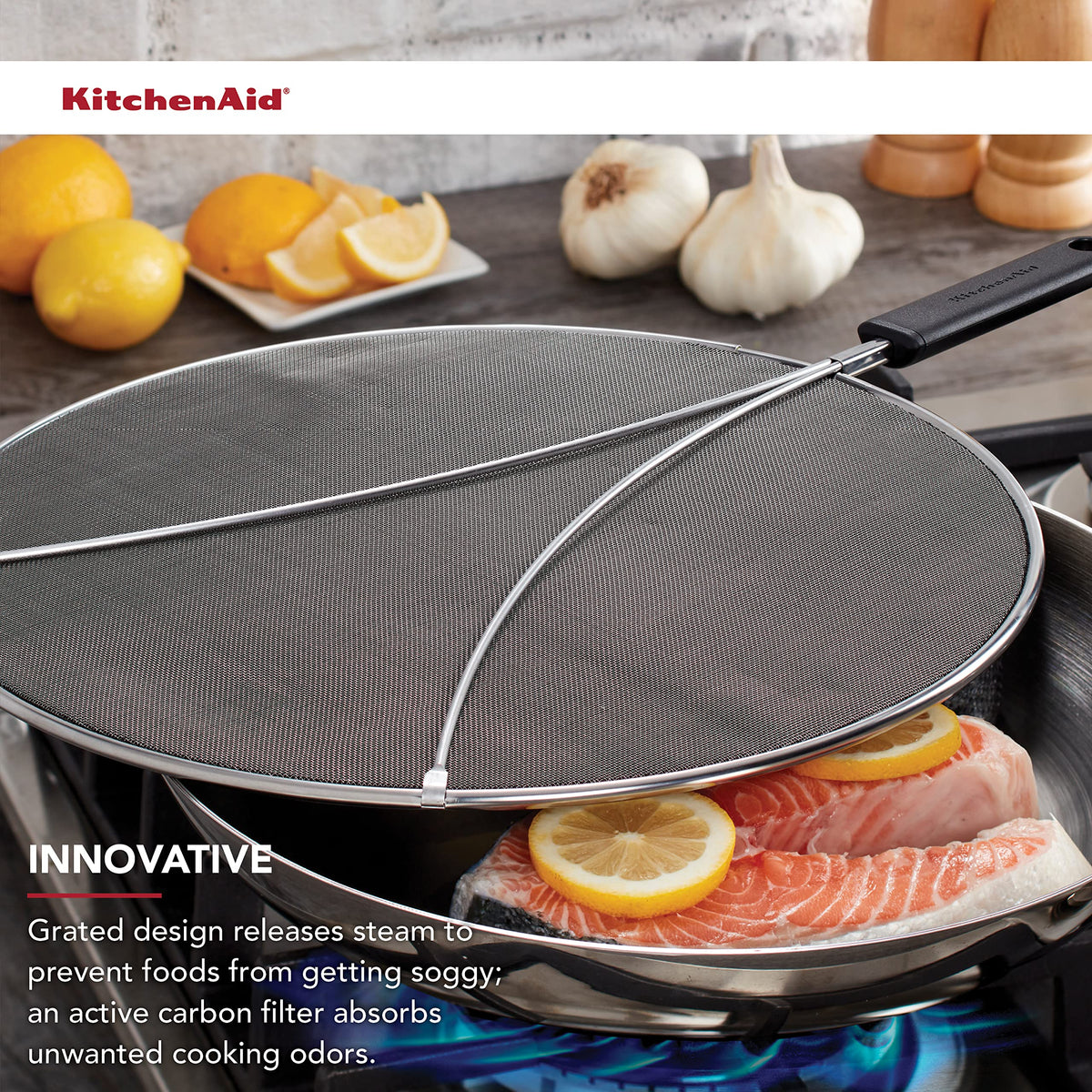 KitchenAid grill-style vent design releases steam to keep foods crisp