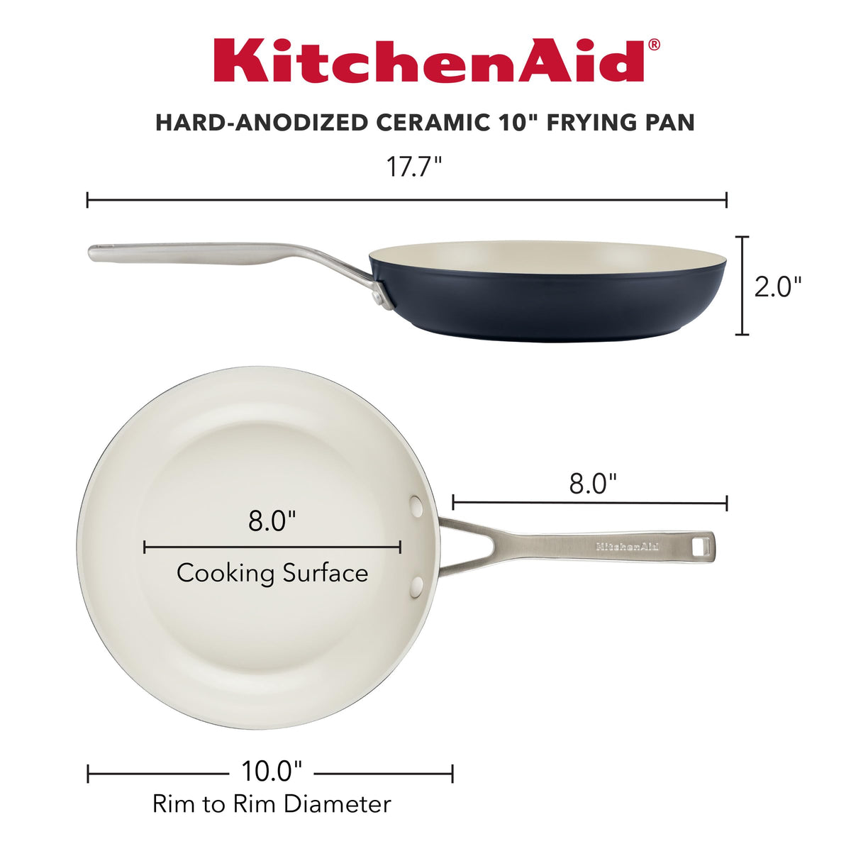 KitchenAid pan handle closeup showing double-riveted grip for secure control