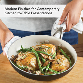 KitchenAid pan inside surface closeup demonstrating smooth ceramic nonstick for easy release