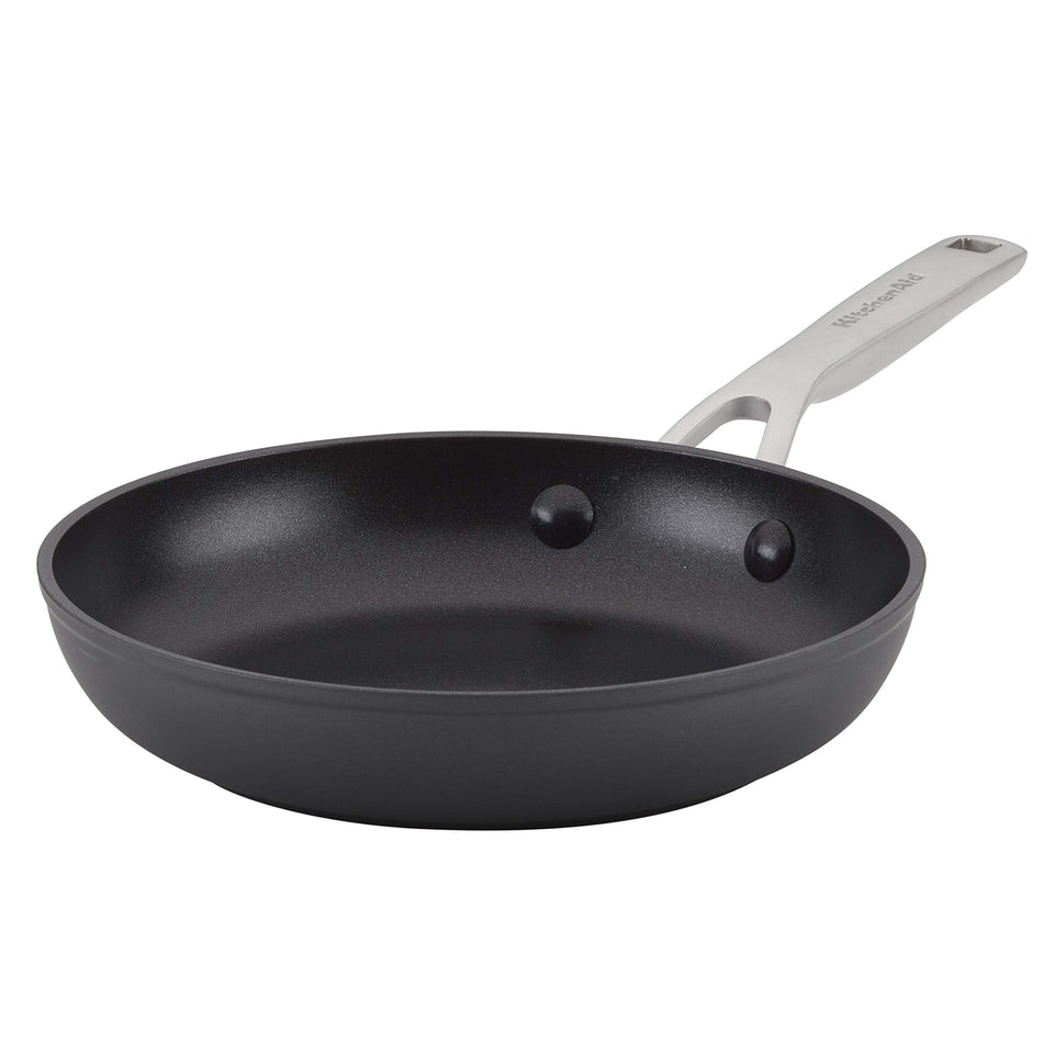KitchenAid hard anodized induction pan, 8.25 inch, top view for even searing