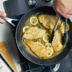 KitchenAid hard anodized pan is oven safe up to 500 degrees for finishing techniques
