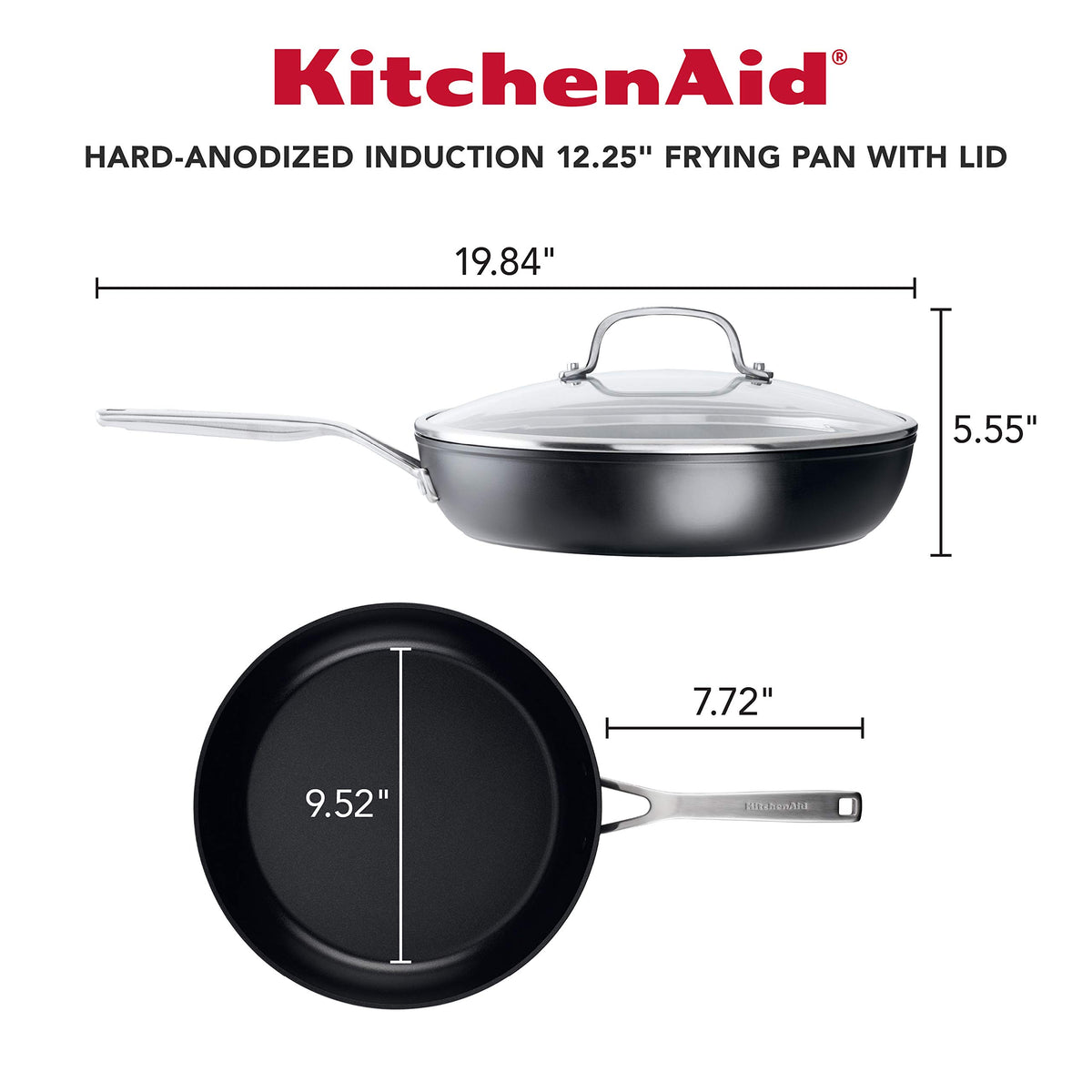 KitchenAid hard anodized induction nonstick frying pan with lid for convenient cooking and control