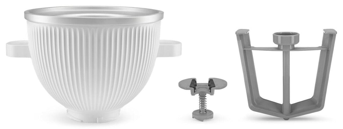 KitchenAid ice cream maker attachment fits bowl-lift models for versatile use.