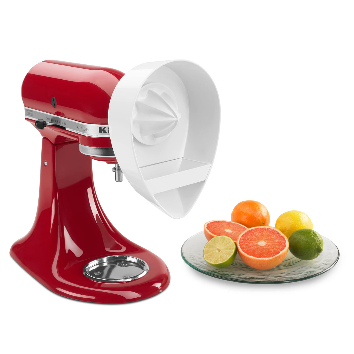 KitchenAid JE reamer attachment for efficient citrus juice extraction.
