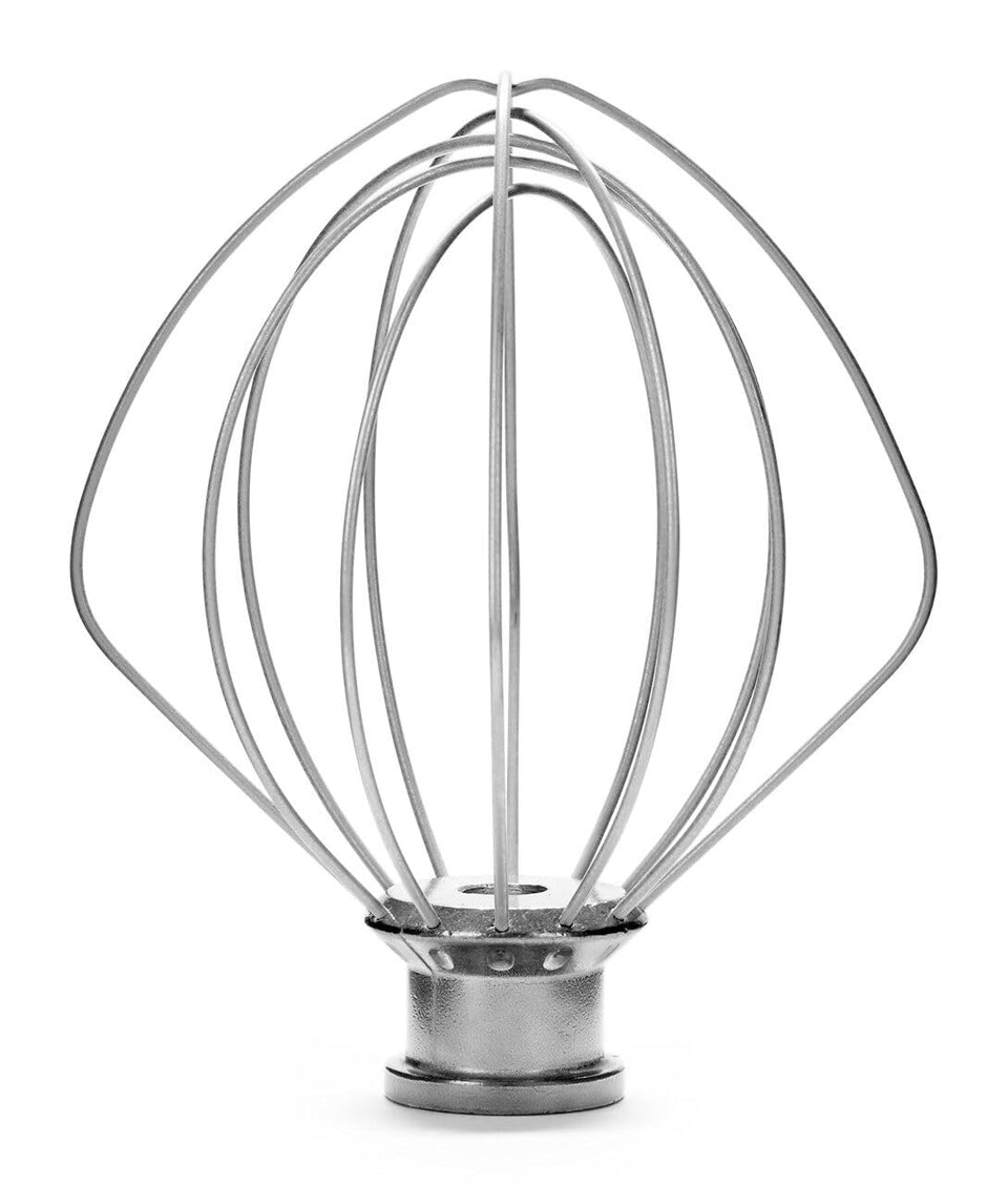 KitchenAid K45WW wire whip close-up on tilt-head mixer for airy textures.