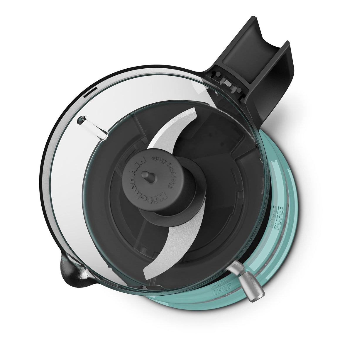 KitchenAid KFC3516AQ locking blade enables precise chopping and easy pouring.