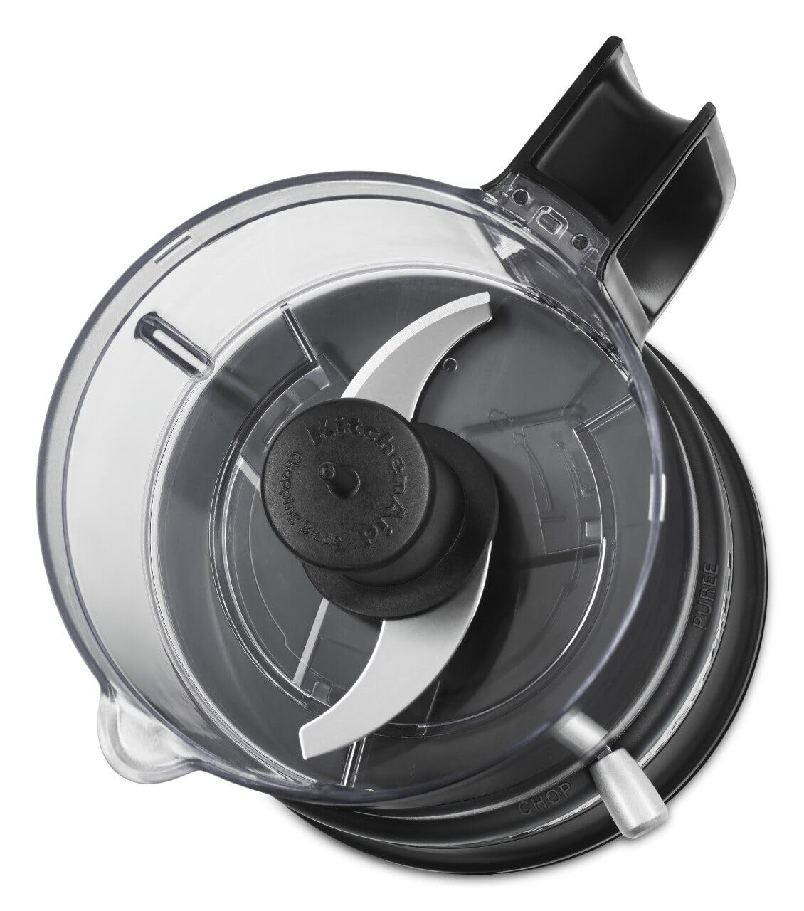 Drizzle basin on KitchenAid chopper for smooth dressings