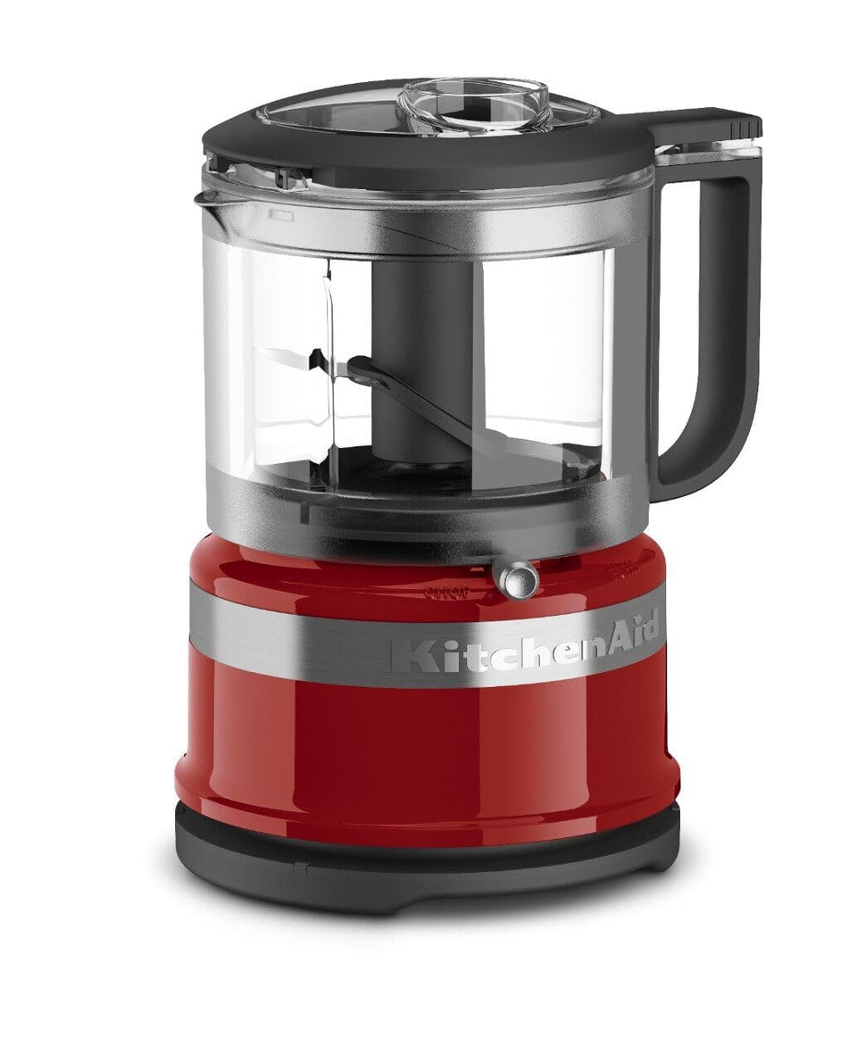KitchenAid KFC3516ER chopper with Empire Red bowl enabling quick prep.