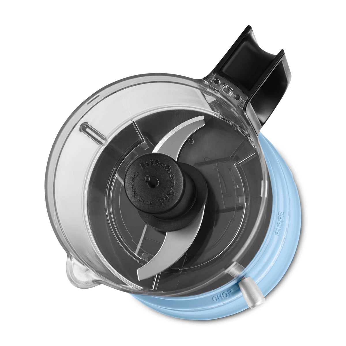 KitchenAid chopper with pour spout aids easy drizzle into dressings.