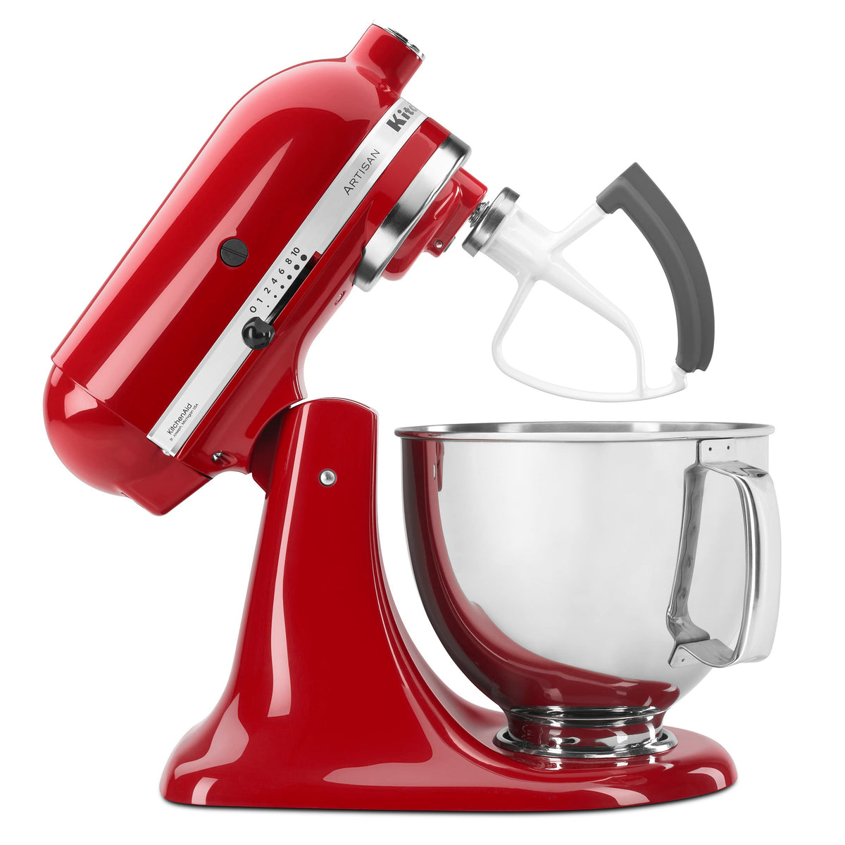 KitchenAid KFE5T compatibility with 4.5- and 5-quart bowls illustrated.