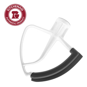 KitchenAid KFE5T flex-edge beater in action delivering smoother batter mixing.
