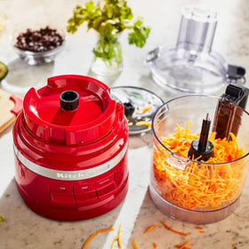 KitchenAid KFP0718ER Empire Red exterior detail emphasizing durable kitchen gadget