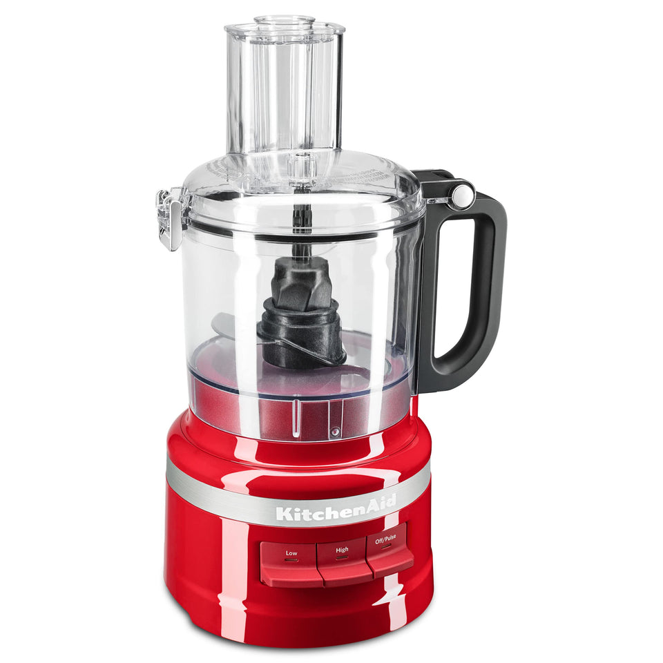 KitchenAid KFP0718ER Empire Red front view showing bold color and compact design for everyday prep
