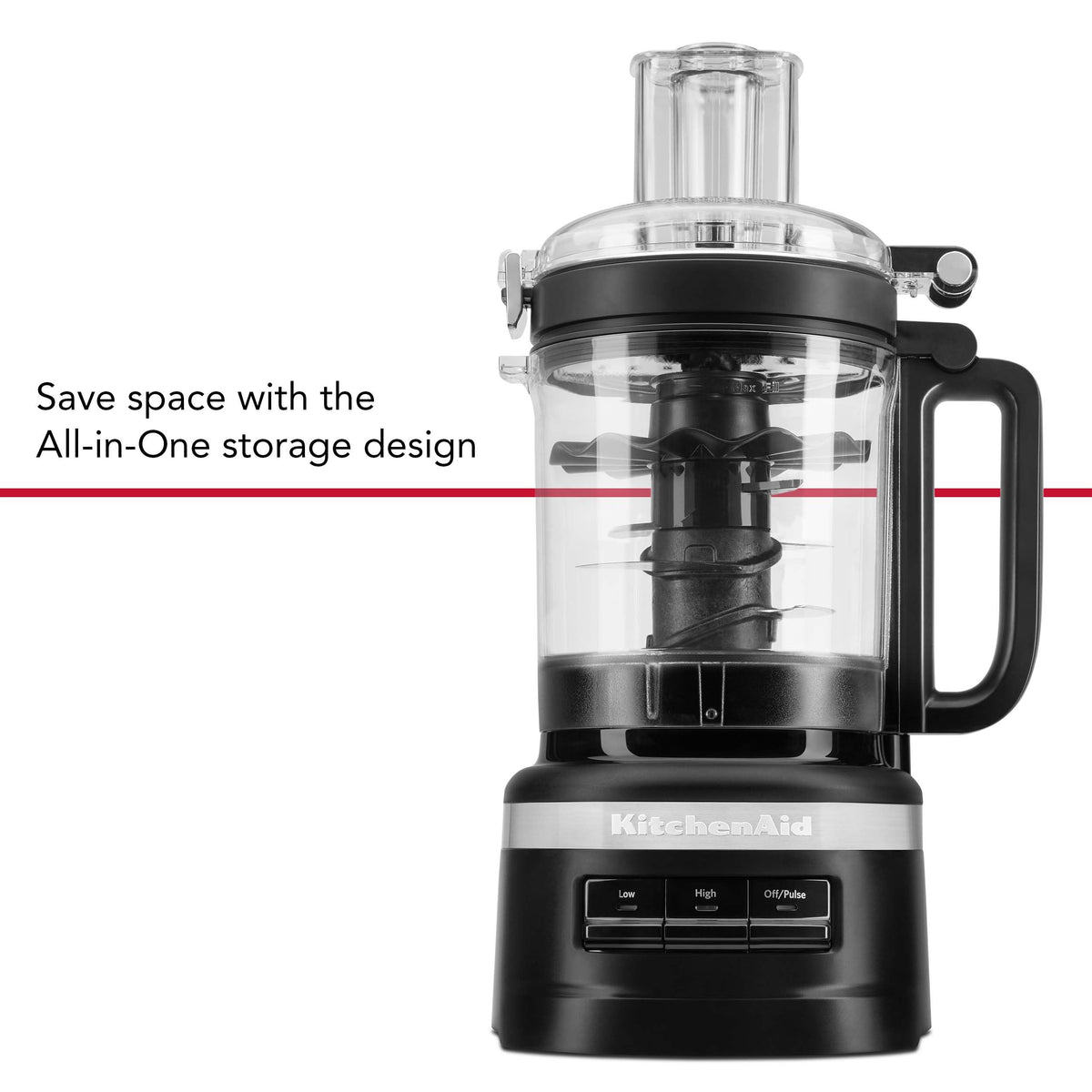 KitchenAid KFP0921 lid with 2-in-1 feed tube for easy loading.