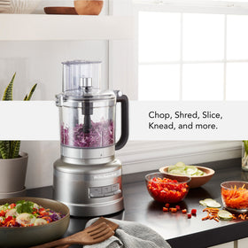 KitchenAid KFP1318 3-in-1 feed tube enabling varied ingredient shapes