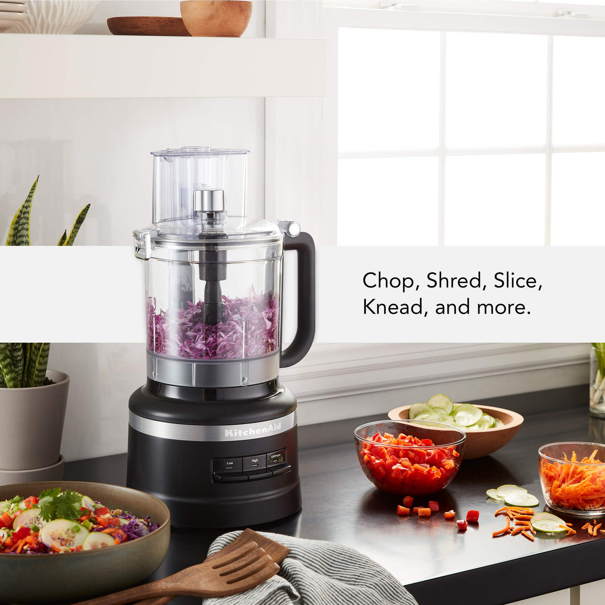 KitchenAid KFP1318 exact slice disc allows precise thickness from thick to thin.