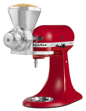 Grinding wheat into flour with the KitchenAid KGM attached to a stand mixer