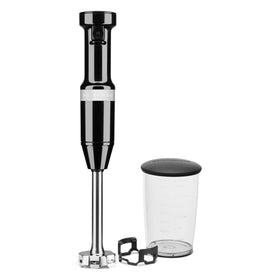 KitchenAid KHBV53 4-point stainless steel blade for even textures.