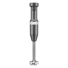 KitchenAid KHBV53 corded hand blender arm with 4-point blade for smooth blending.
