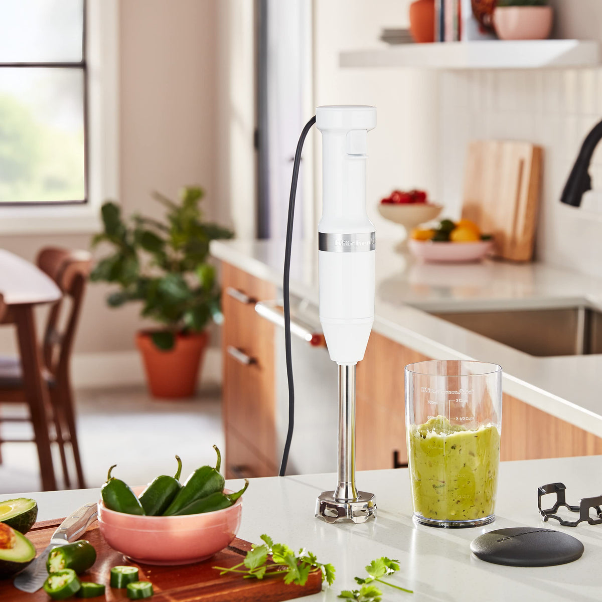 KitchenAid KHBV53 corded hand blender ready for versatile blending tasks.