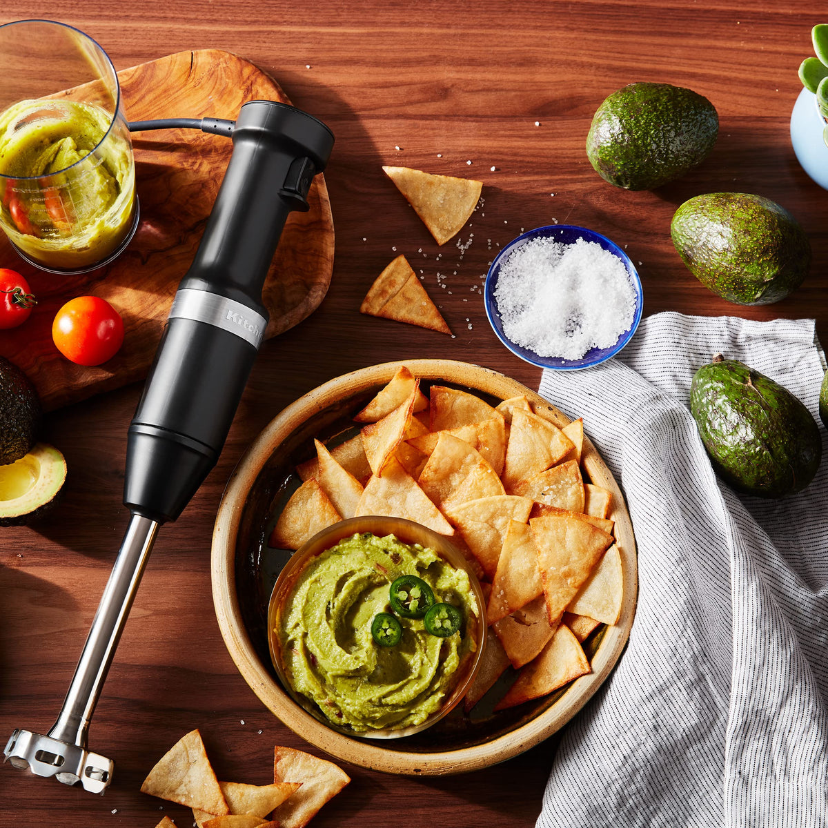 KitchenAid KHBV53 versatile tool for smoothies, soups, and sauces at home.