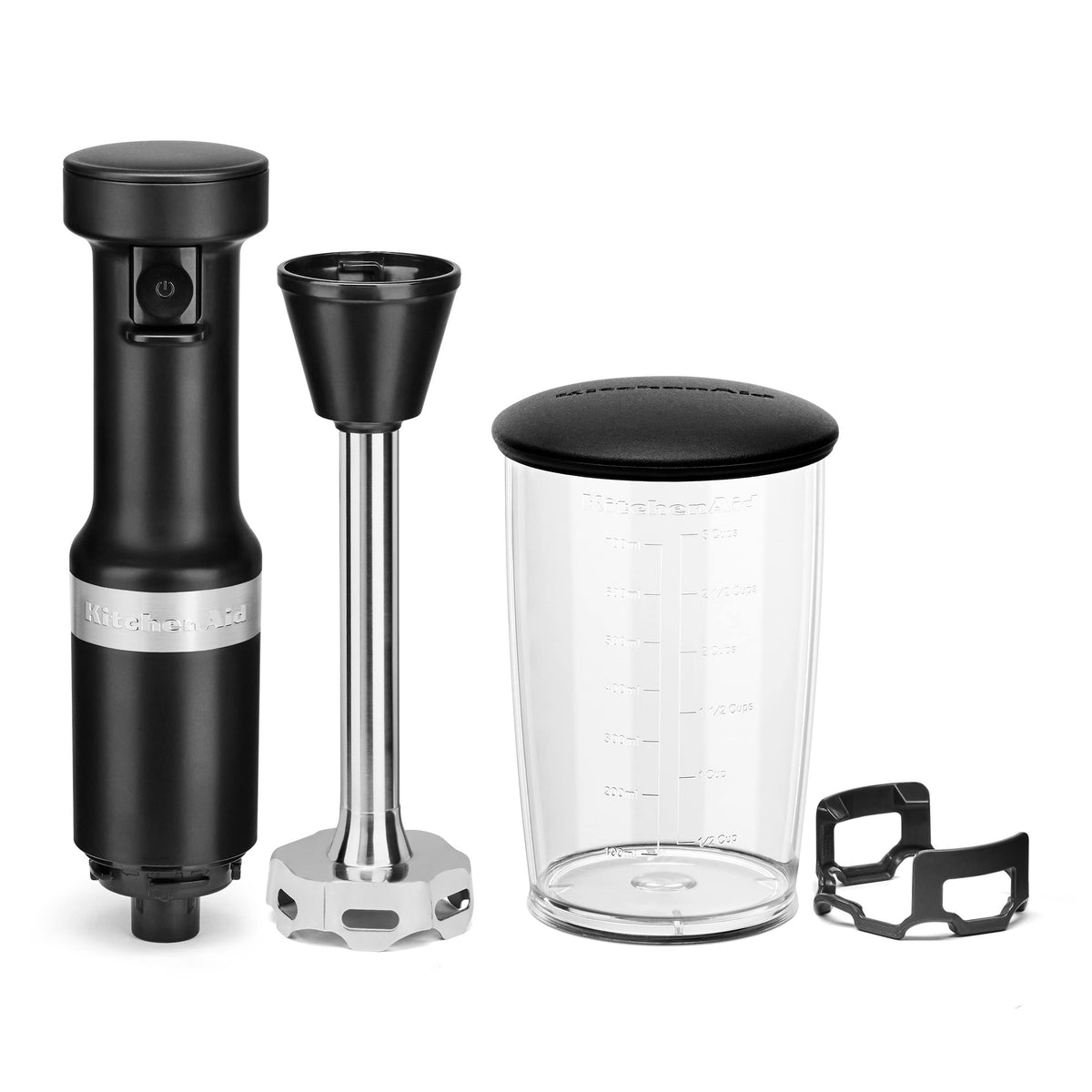 KitchenAid KHBV53 pan guard protecting cookware during blending.