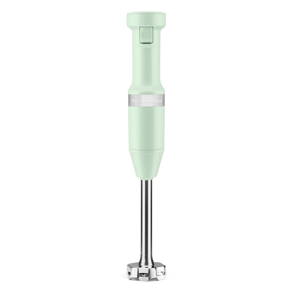 KitchenAid KHBV53 pistachio blender arm extended for smooth blends