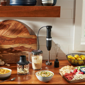KitchenAid KHBV83BM whisk and chopper attachments for versatile prep needs.