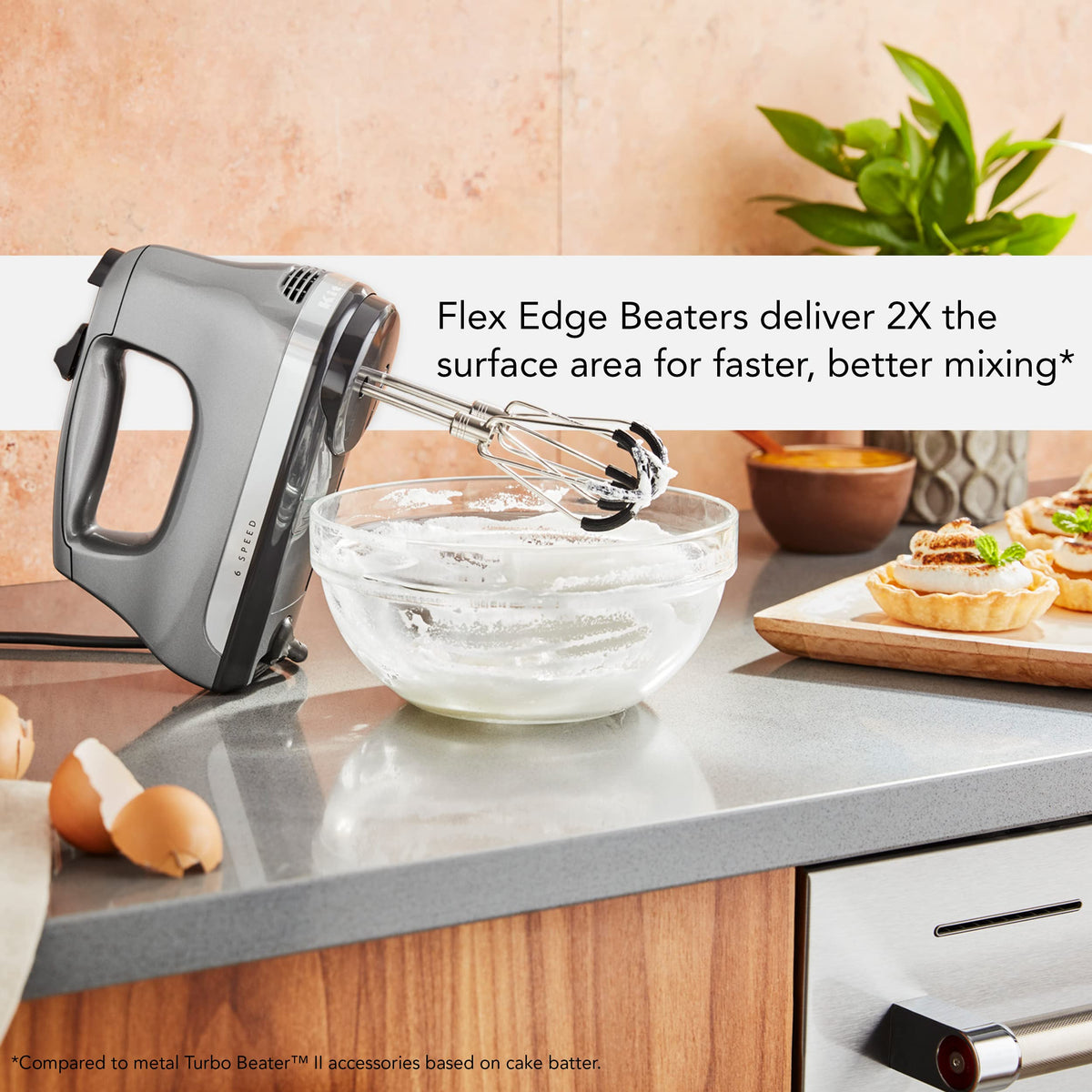 KitchenAid KHM6118 six-speed control enables precise mixing from folding to whipping.