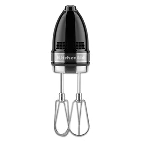 KitchenAid KHM7210 pro whisk attachment speeds ultra-light whipping for airy textures.