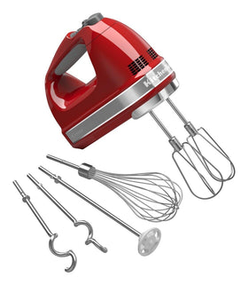 KitchenAid KHM926ER Empire Red hand mixer, top view, ideal for everyday blending