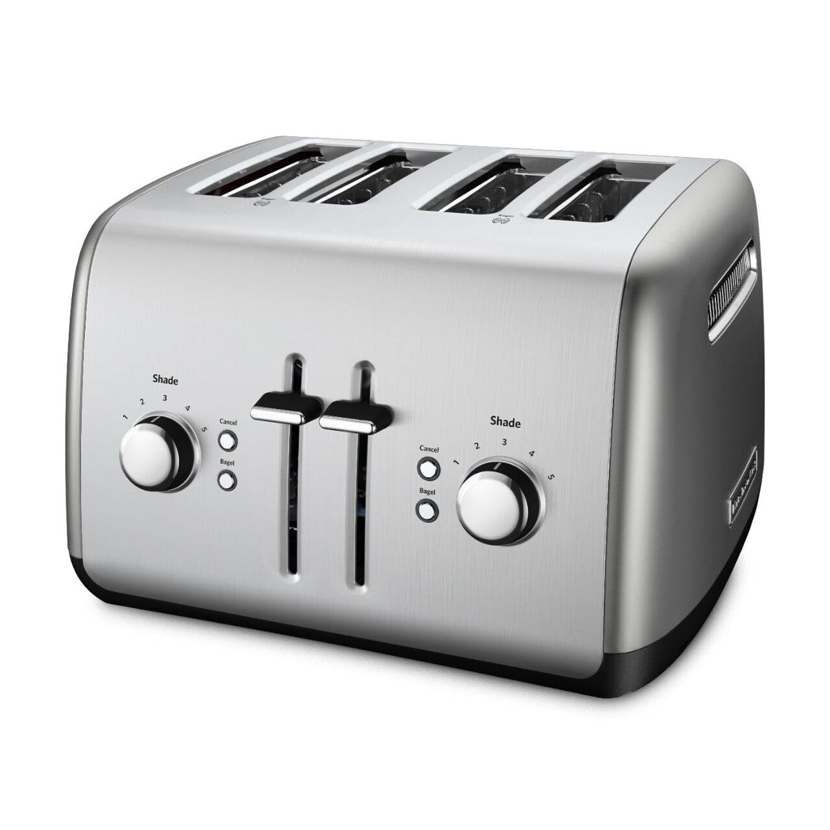 KitchenAid KMT4115CU toaster front view with four extra-wide slots for thick breads.