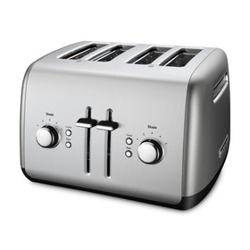 KitchenAid KMT4115CU toaster front view with four extra-wide slots for thick breads.