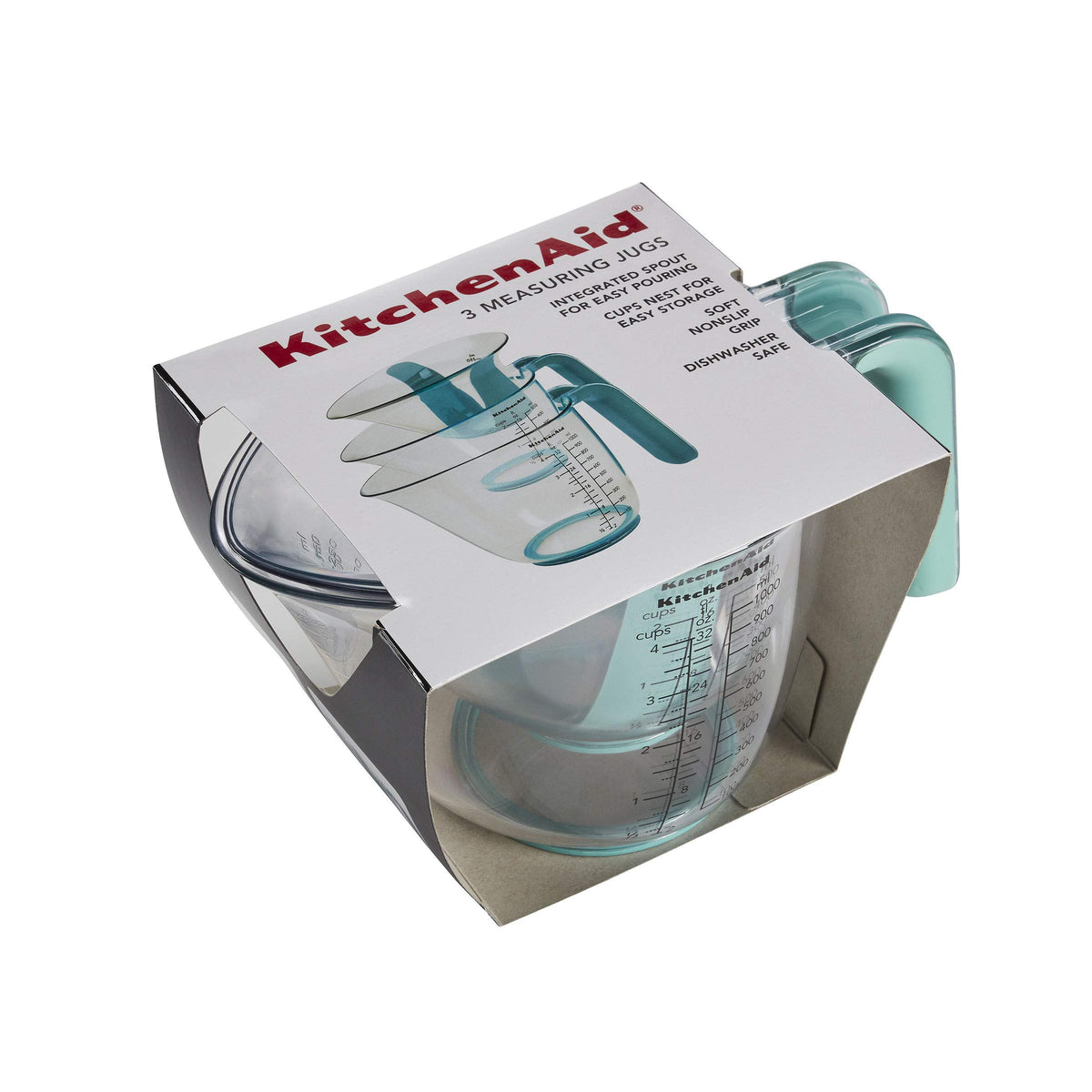 KitchenAid KO298OSAQA dishwasher-safe measuring jugs for easy cleanup.