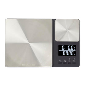 KitchenAid KQ909 dual-platform scale front view shows precise batch weighing.