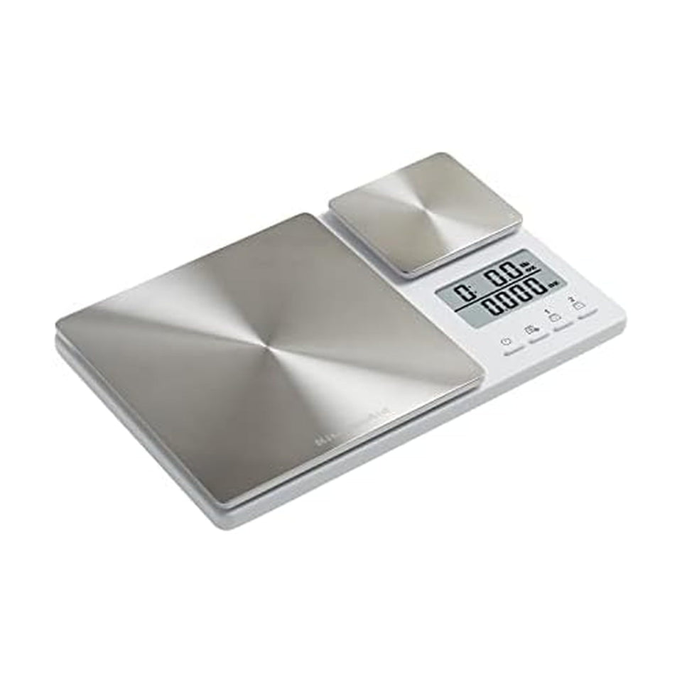 KitchenAid KQ909 dual-platform scale with two-line display for precise, simultaneous measurements.