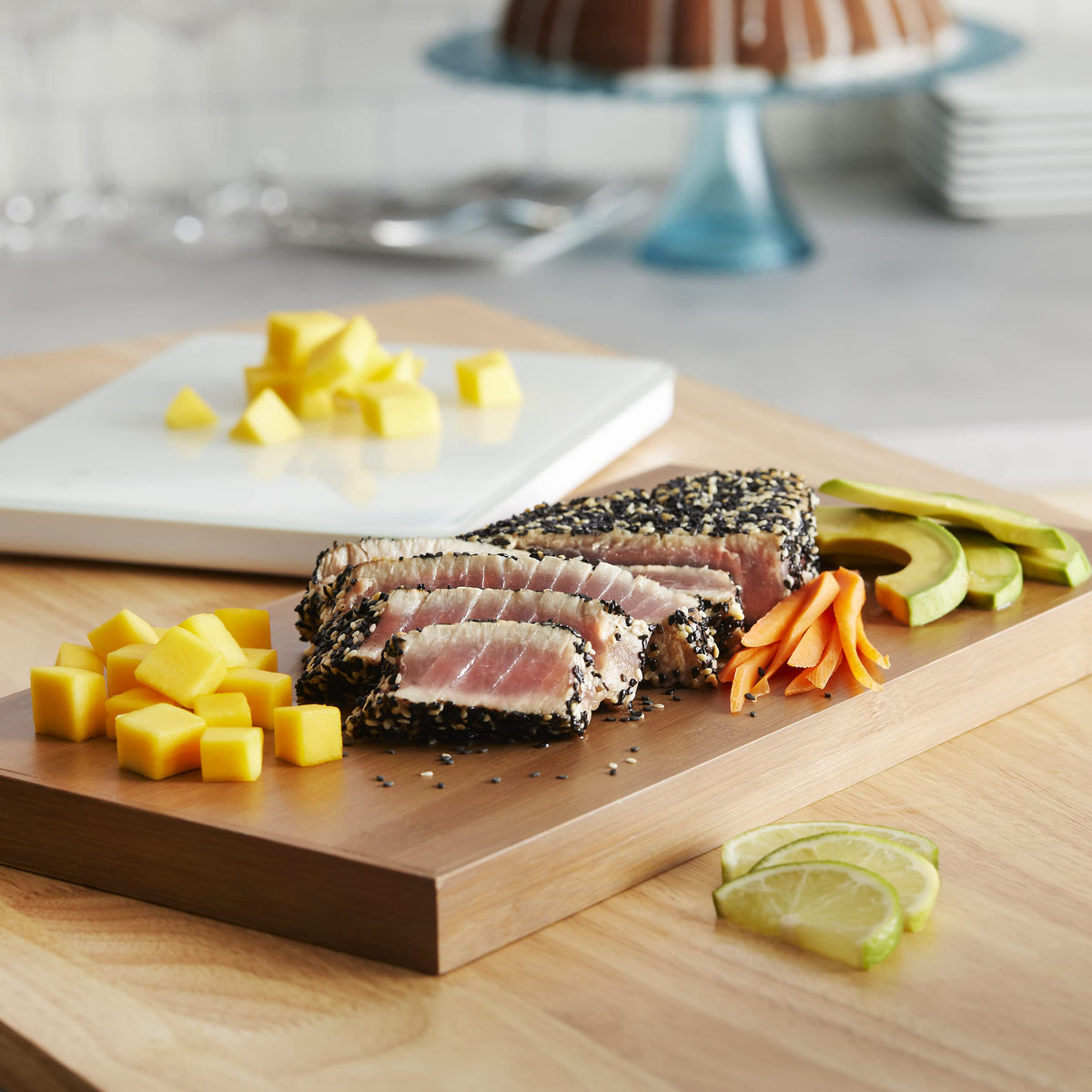 KitchenAid KQ913 TARE function zeros containers for multi-ingredient weighing.