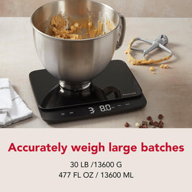 KitchenAid KQ917 bright LED display clearly shows measurements from across the kitchen.